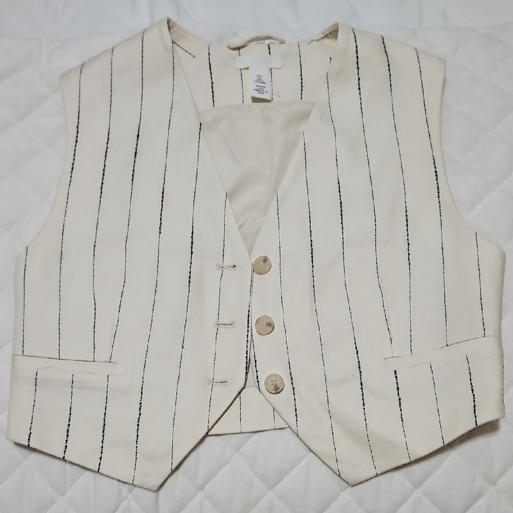 H&M Cream and Black Striped Vest